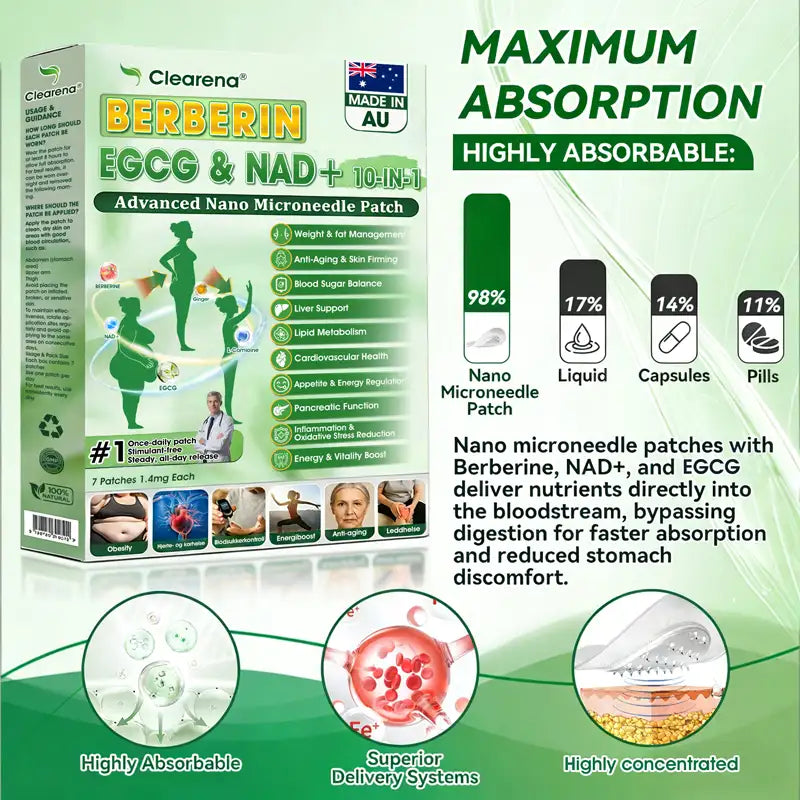 𝐂𝐥𝐞𝐚𝐫𝐞𝐧𝐚®🧑‍⚕️🏆  𝘽𝙚𝙧𝙗𝙚𝙧𝒊𝒏𝒆 ·  𝙀𝙂𝘾𝙂× 𝐍𝐴𝑫+  10-𝐢𝐧-1 𝑨𝒅𝒗𝒂𝒏𝒄𝐞𝐝 𝑵𝒂𝙣𝙤 𝑴𝒊𝒄𝒓𝒐𝒏𝒆𝒆𝗱𝗹𝗲 𝐏𝐚𝒕𝗰𝗵 🇦🇺 ( 𝑱𝒖𝒔𝒕 𝒐𝒏𝒄𝒆 𝒂 𝒅𝒂𝒚, 𝒗𝒊𝒔𝒊𝒃𝒍𝒆 𝒄𝒉𝒂𝒏𝒈𝒆𝒔 𝒊𝒏 7 𝒅𝒂𝒚𝒔) 💪 𝑭𝒐𝒓 𝒐𝒃𝒆𝒔𝒊𝒕𝒚, 𝒍𝒐𝒐𝒔𝒆 𝒔𝒌𝒊𝒏, 𝒅𝒊𝒂𝒃𝒆𝒕𝒆𝒔, 𝒔𝒍𝒆𝒆𝒑 𝒂𝒑𝒏𝒆𝒂, 𝒋𝒐𝒊𝒏𝒕 𝒊𝒔𝒔𝒖𝒆𝒔, 𝒂𝒏𝒅 𝒎𝒐𝒓𝒆